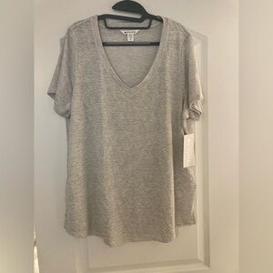 Athleta new with tags !Heathered Gray stripe V-Neck Tee